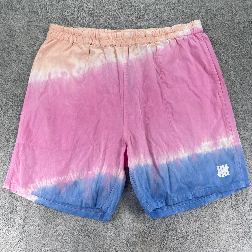 Undefeated Shorts Mens XL Pink Tie Dye Summer Elastic Waist Summer Wear